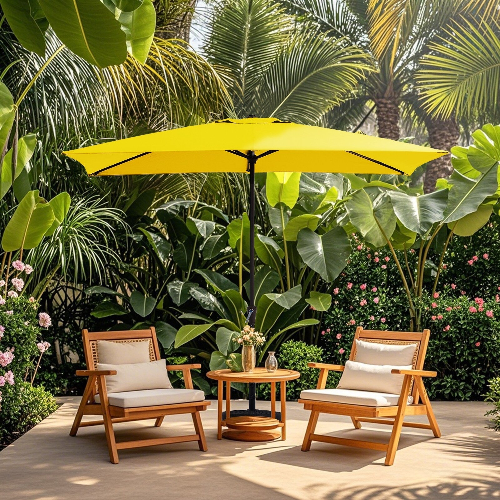 Parasol rectangulaire de terrasse 2,4 x 3 m avec manivelle et inclinaison, résistant aux UV