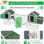 AECOJOY 144'' Grand Poulailler avec Enclos Clapier en Bois Cage à Volaille Maison