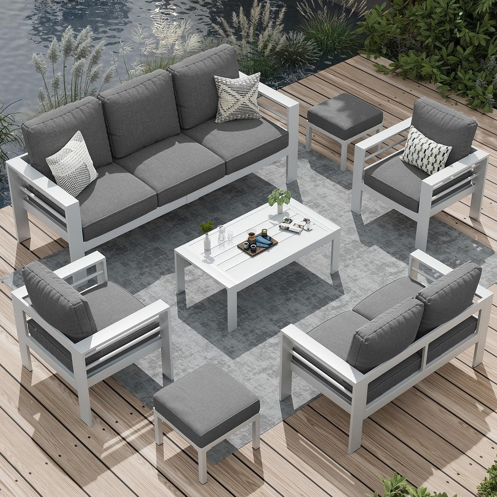 Ensemble de meubles de patio en aluminium AECOJOY 7 pièces Ensemble de conversation d'extérieur
