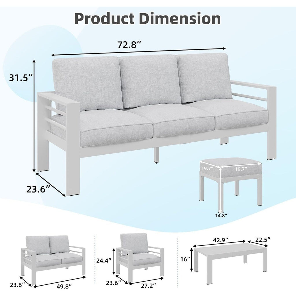 Ensemble de meubles de patio en aluminium AECOJOY 7 pièces Ensemble de conversation d'extérieur