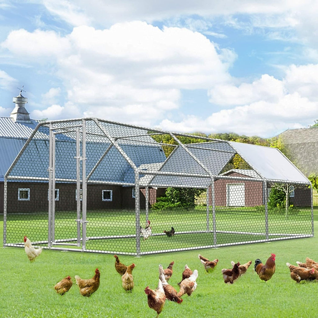AECOJOY Grand poulailler en métal avec cage à poulets en métal