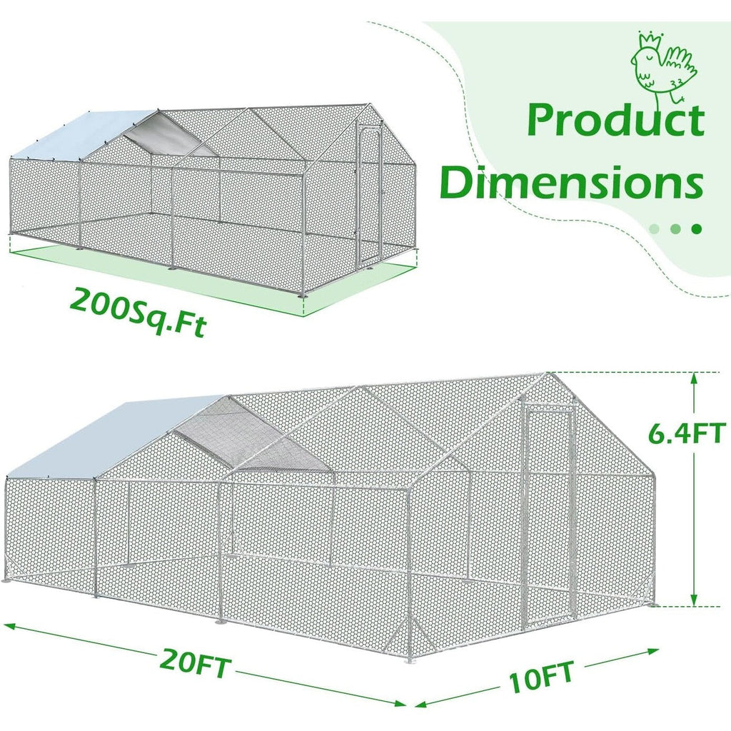 AECOJOY Grand poulailler en métal avec cage à poulets en métal