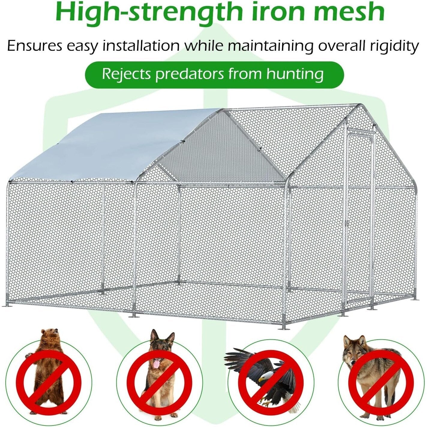 AECOJOY Grand poulailler en métal avec cage à poulets en métal