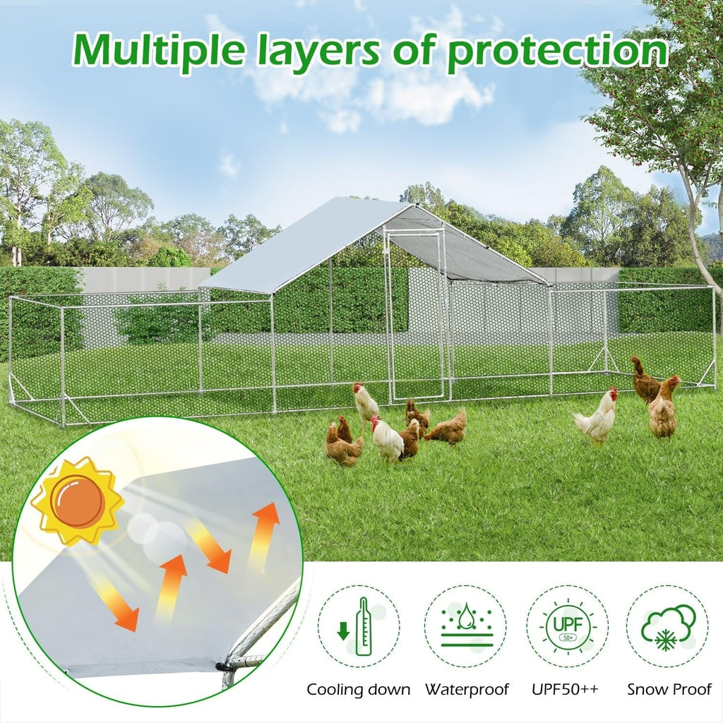 AECOJOY Grand poulailler en métal avec cage à poulets en métal
