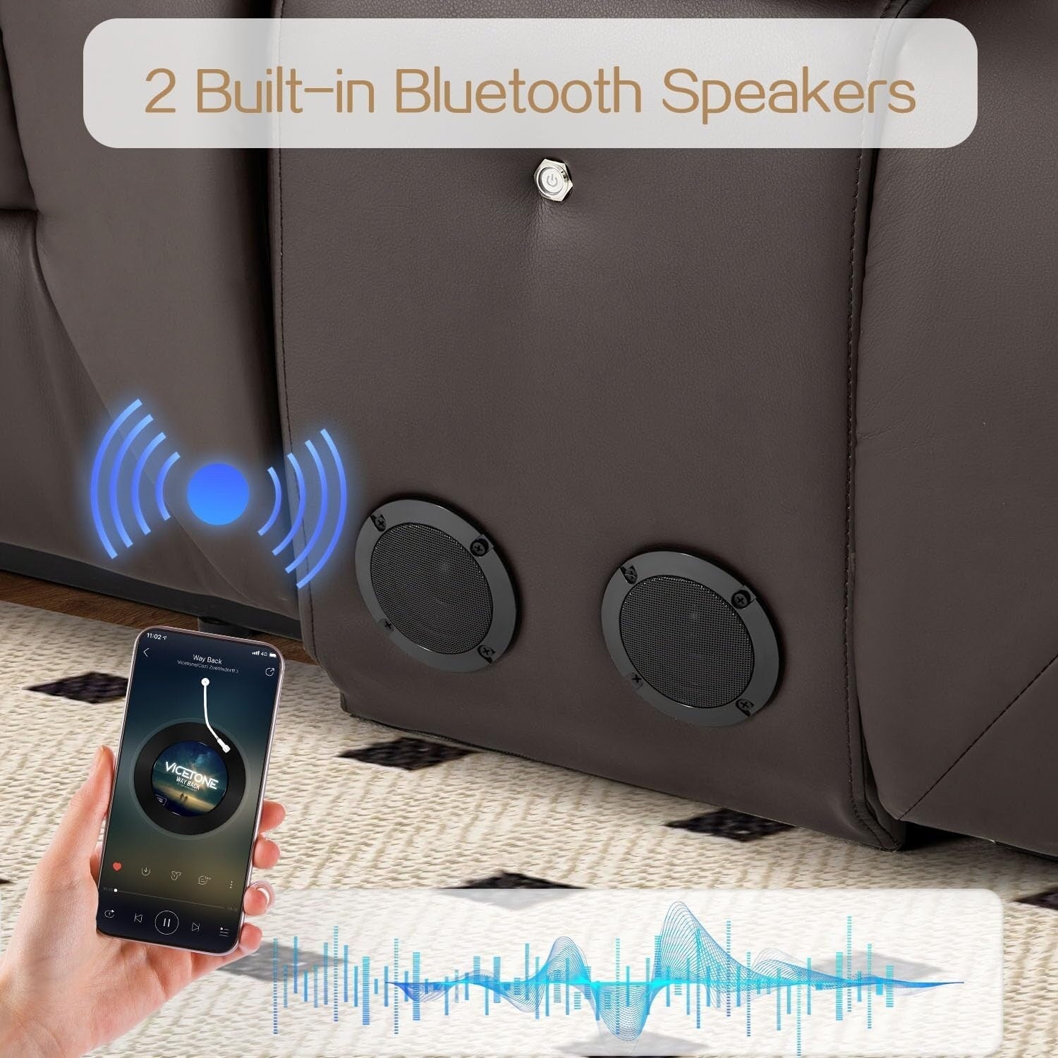 Canapé inclinable manuel AECOJOY pour camping-car, siège de cinéma maison en polyuréthane avec console