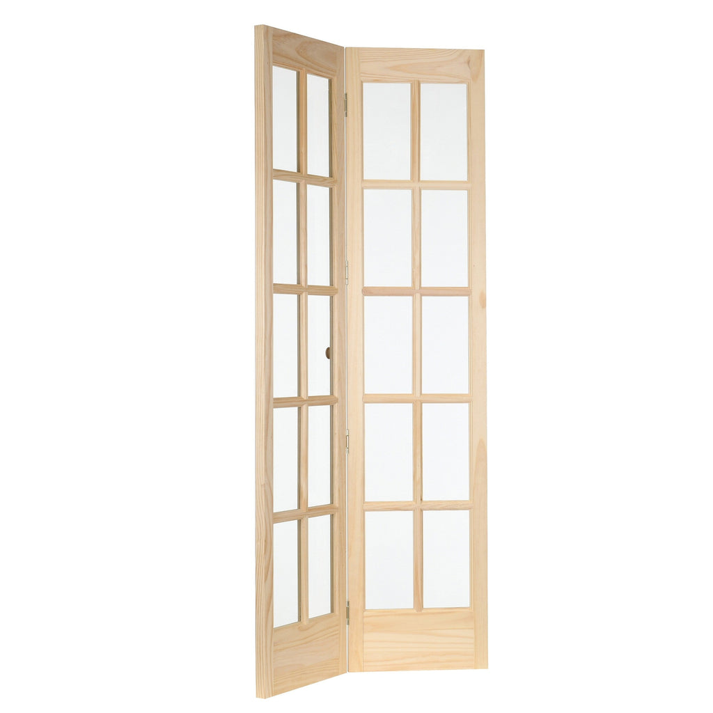 Porte pliante traditionnelle en pin brut AWC de 36 pouces avec verre divisé