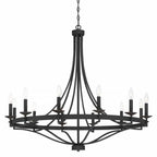 Lustre Empire à 12 lumières de style ferme moderne Fidenza avec roue de chariot et UL - D40'' * H135''
