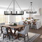 Lustre Acroma Farmhouse à 12 lumières, 40 po, en forme de roue de chariot, certifié UL - 40 po P x 138 po H