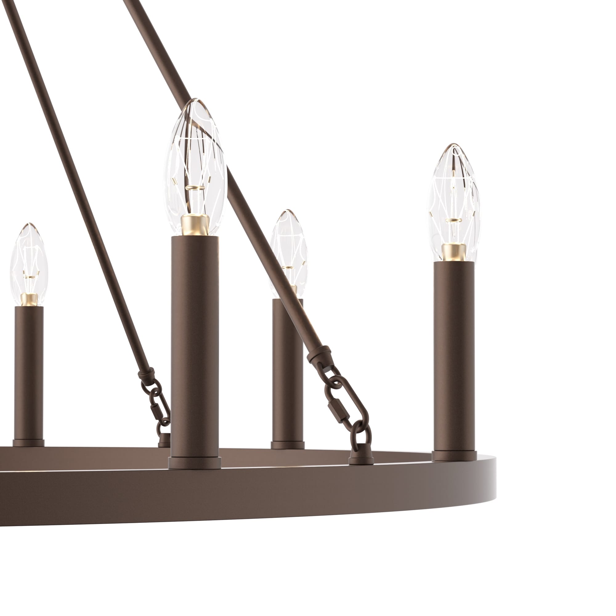 Lustre Acroma Farmhouse à 12 lumières, 40 po, en forme de roue de chariot, certifié UL - 40 po P x 138 po H