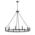Lustre Acroma Farmhouse à 12 lumières, 40 po, en forme de roue de chariot, certifié UL - 40 po P x 138 po H