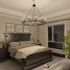 Lustre Acroma Farmhouse à 12 lumières, 40 po, en forme de roue de chariot, certifié UL - 40 po P x 138 po H