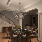 Lustre rond en forme de roue de chariot de style ferme moderne Acroma à 20 lumières de 40 po avec UL