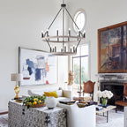 Lustre rond en forme de roue de chariot de style ferme moderne Acroma à 20 lumières de 40 po avec UL