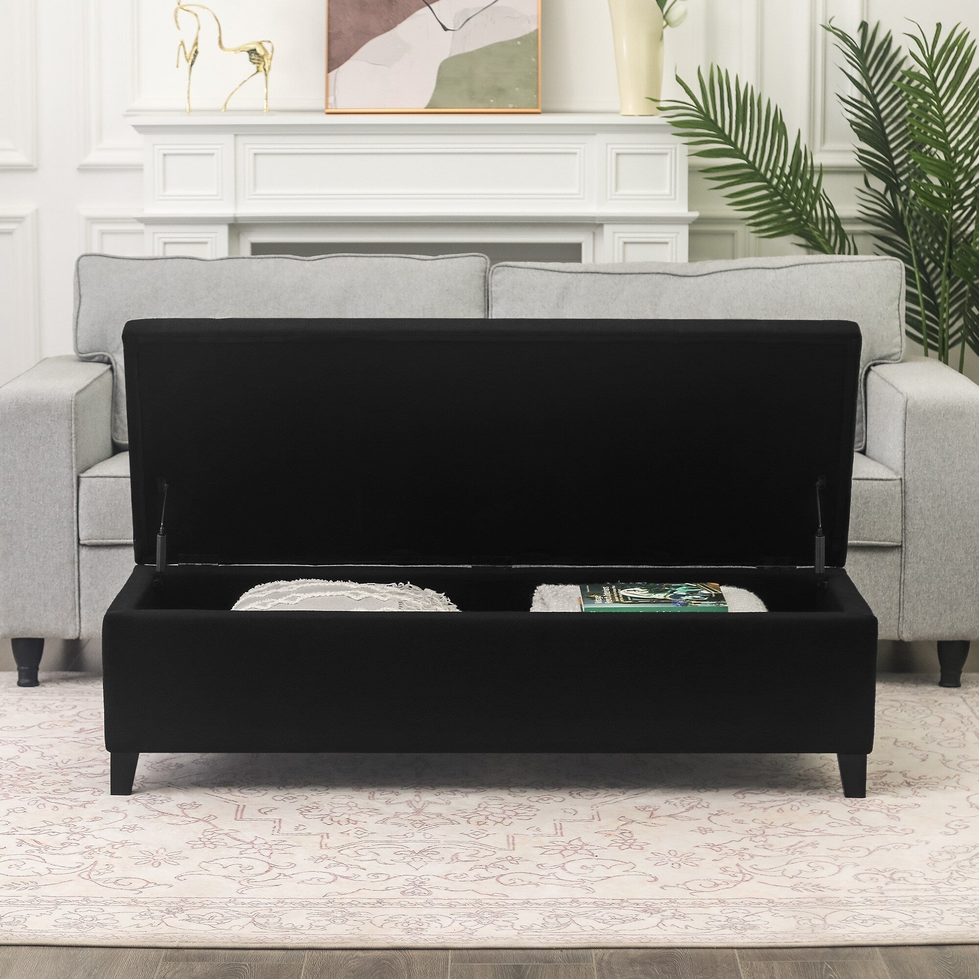 Banc ottoman de rangement en cuir reconstitué Adeco 50
