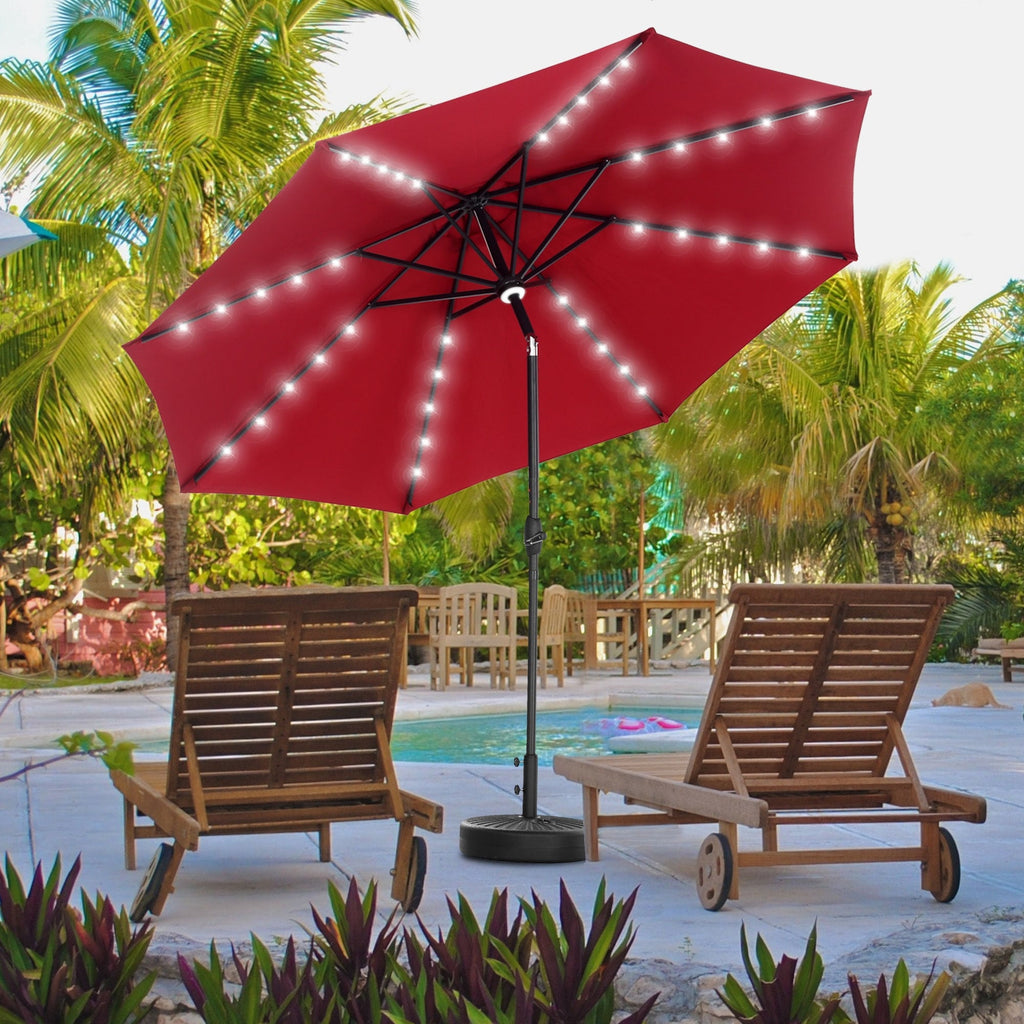 Parasol de terrasse Ainfox de 3 m avec éclairage, parasol solaire d'extérieur sans pied