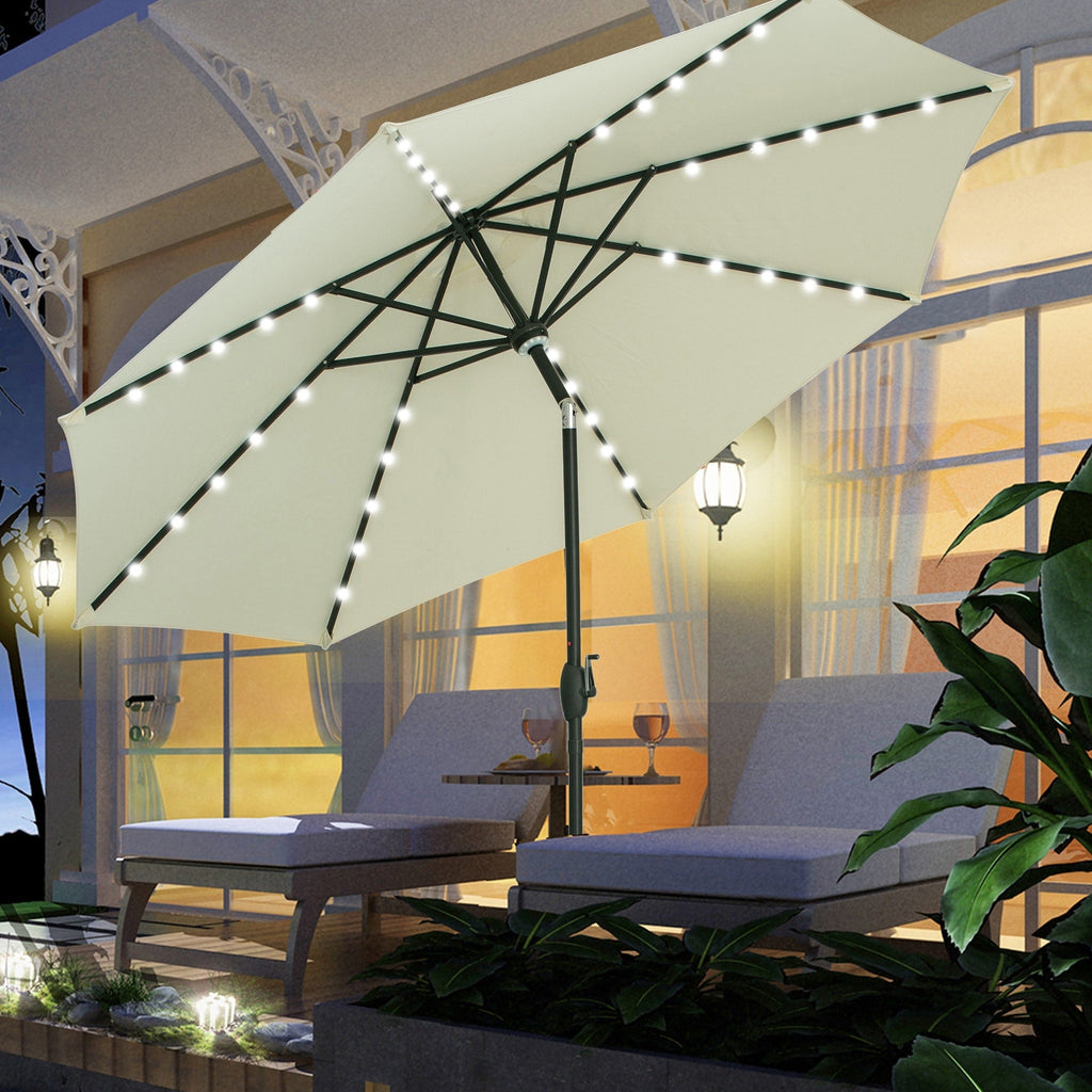 Parasol de terrasse Ainfox de 3 m avec éclairage, parasol solaire d'extérieur sans pied