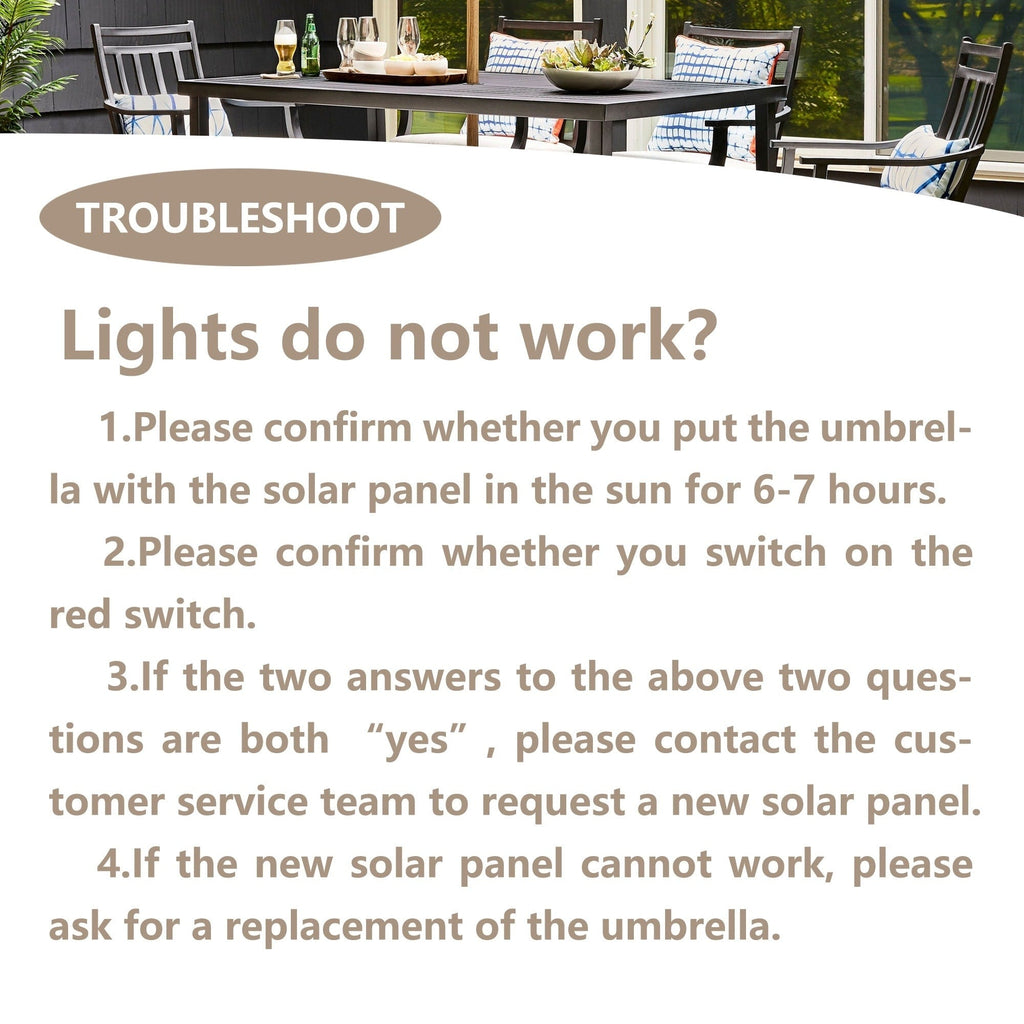 Parasol de terrasse Ainfox de 3 m avec éclairage, parasol solaire d'extérieur sans pied