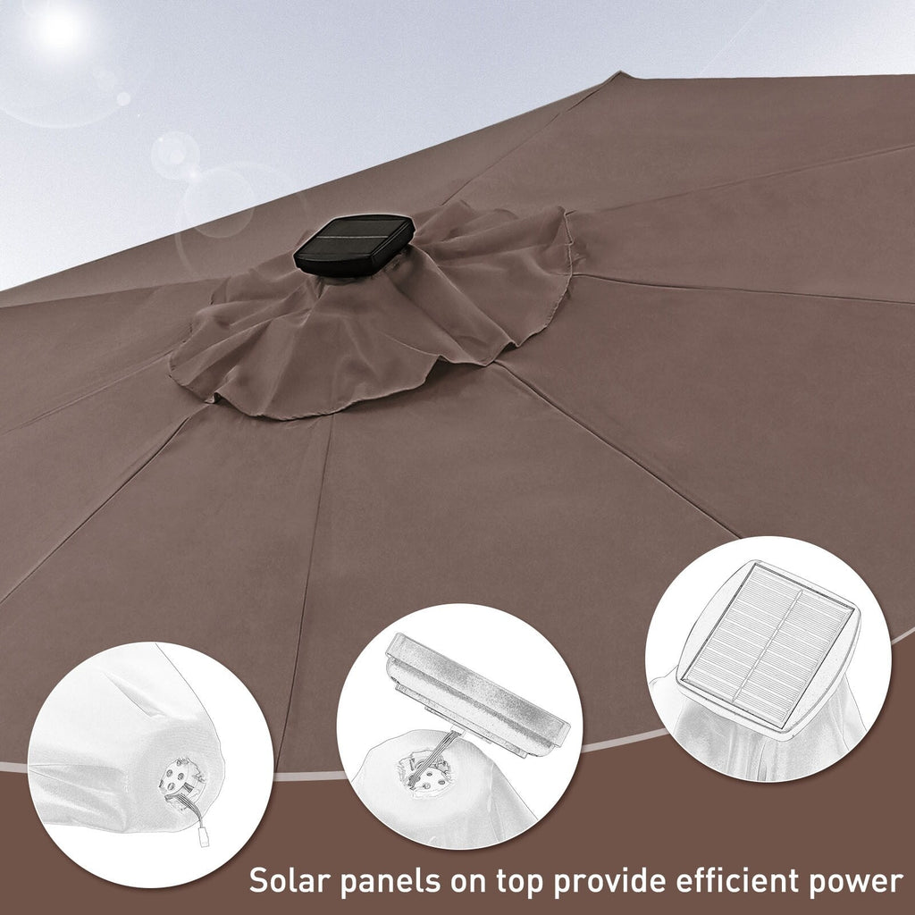 Parasol de terrasse Ainfox de 3 m avec éclairage, parasol solaire d'extérieur sans pied