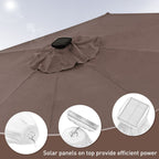Parasol de terrasse Ainfox de 3 m avec éclairage, parasol solaire d'extérieur sans pied