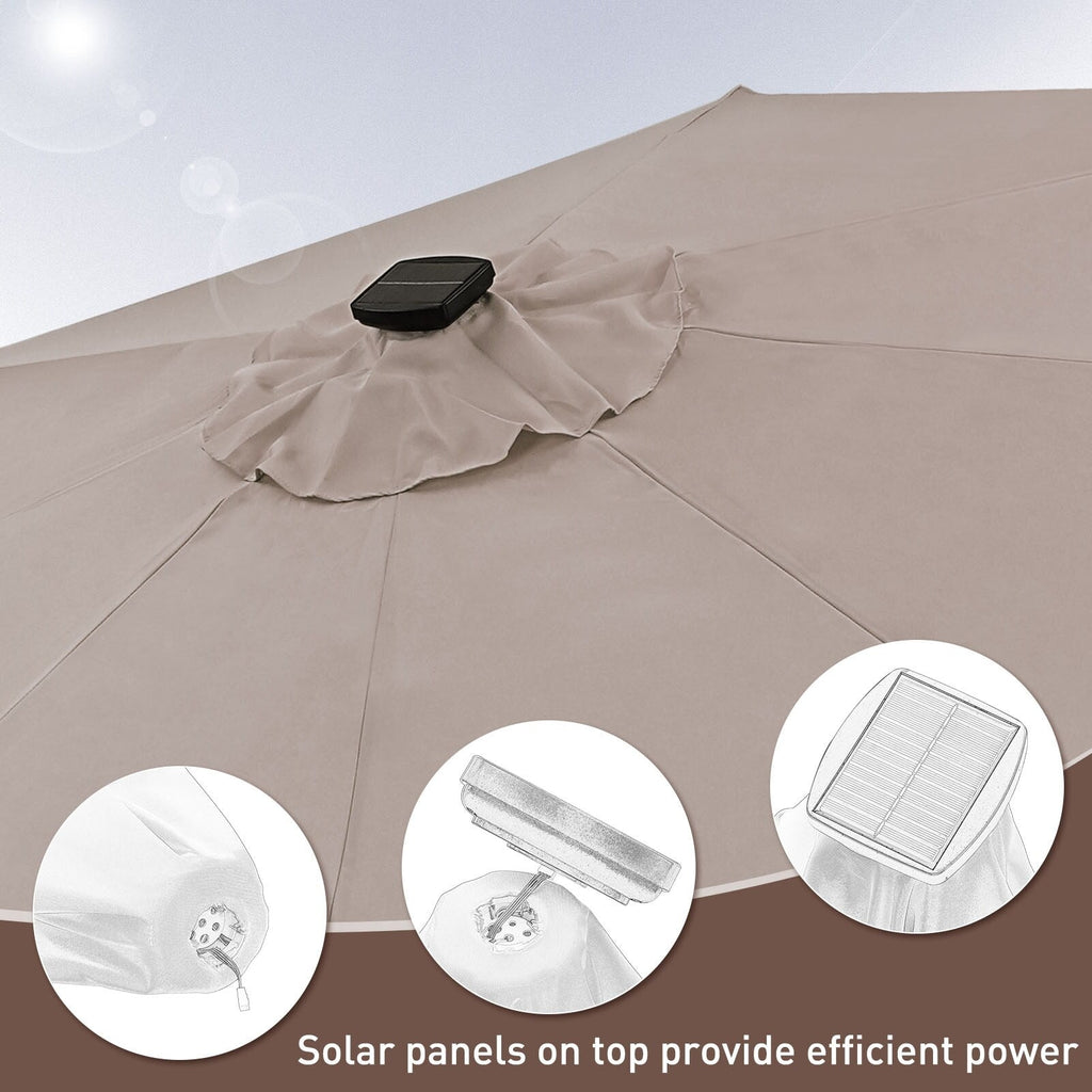 Parasol de terrasse Ainfox de 3 m avec éclairage, parasol solaire d'extérieur sans pied