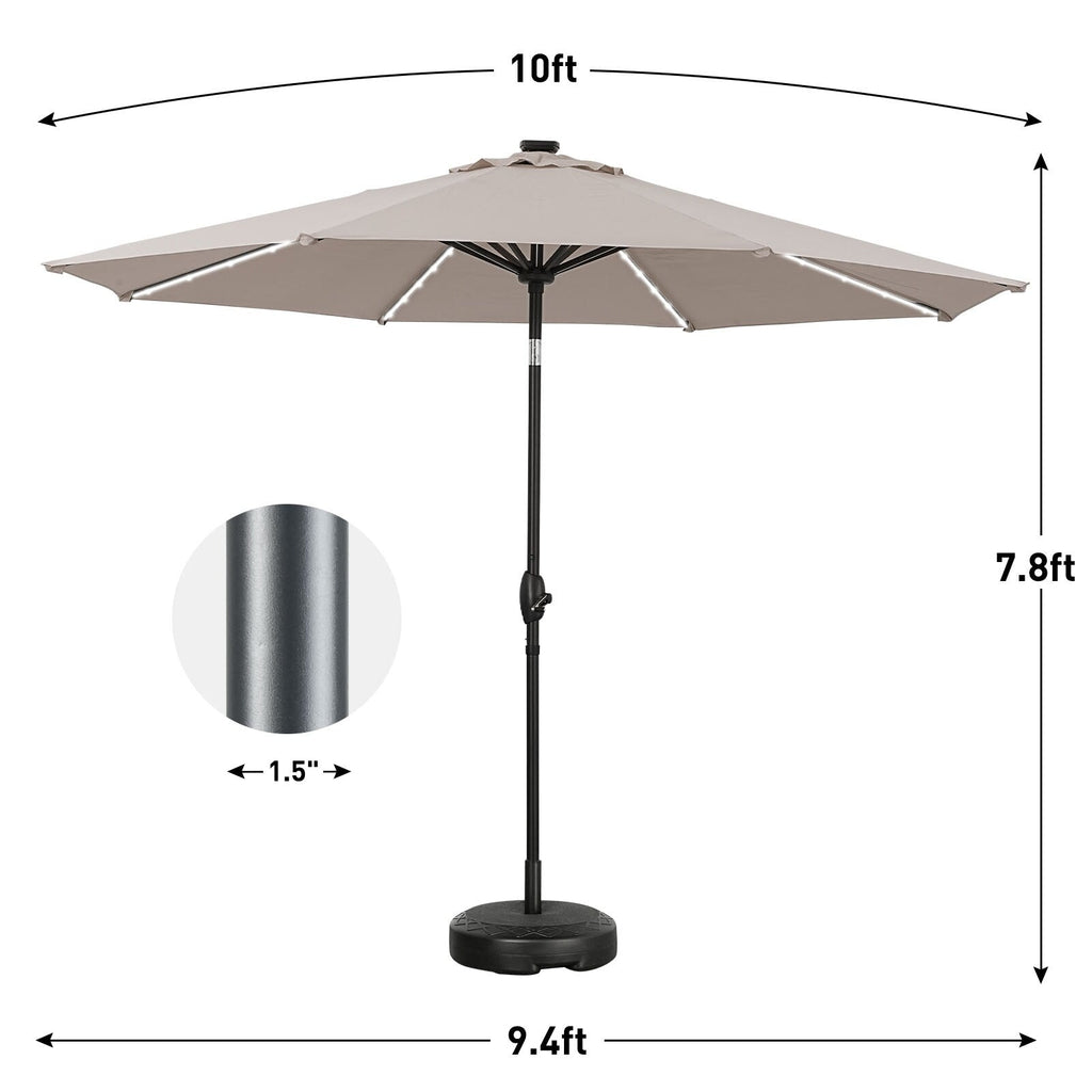 Parasol de terrasse Ainfox de 3 m avec éclairage, parasol solaire d'extérieur sans pied