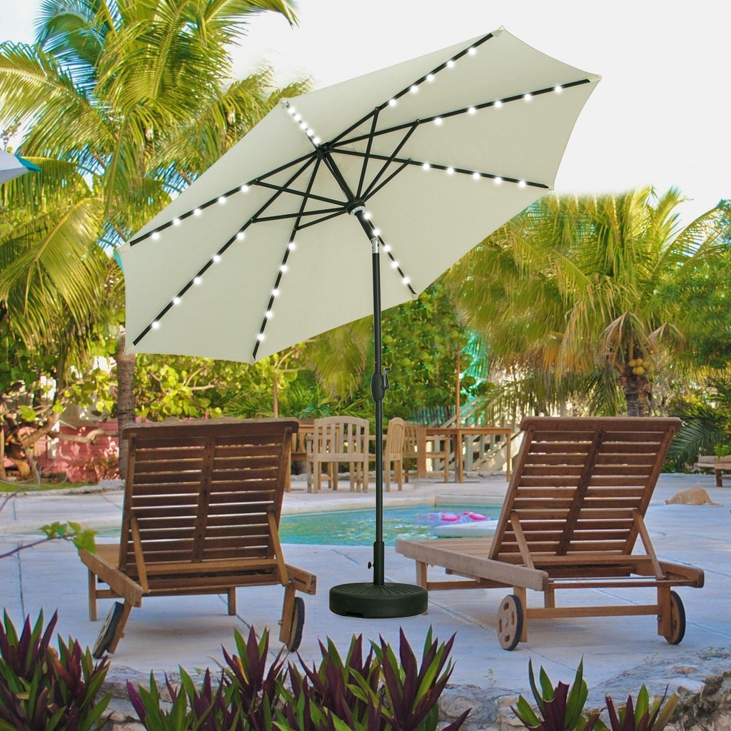 Parasol de terrasse Ainfox de 3 m avec éclairage, parasol solaire d'extérieur sans pied