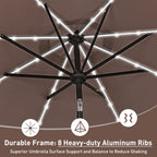 Parasol de terrasse Ainfox de 3 m avec éclairage, parasol solaire d'extérieur sans pied