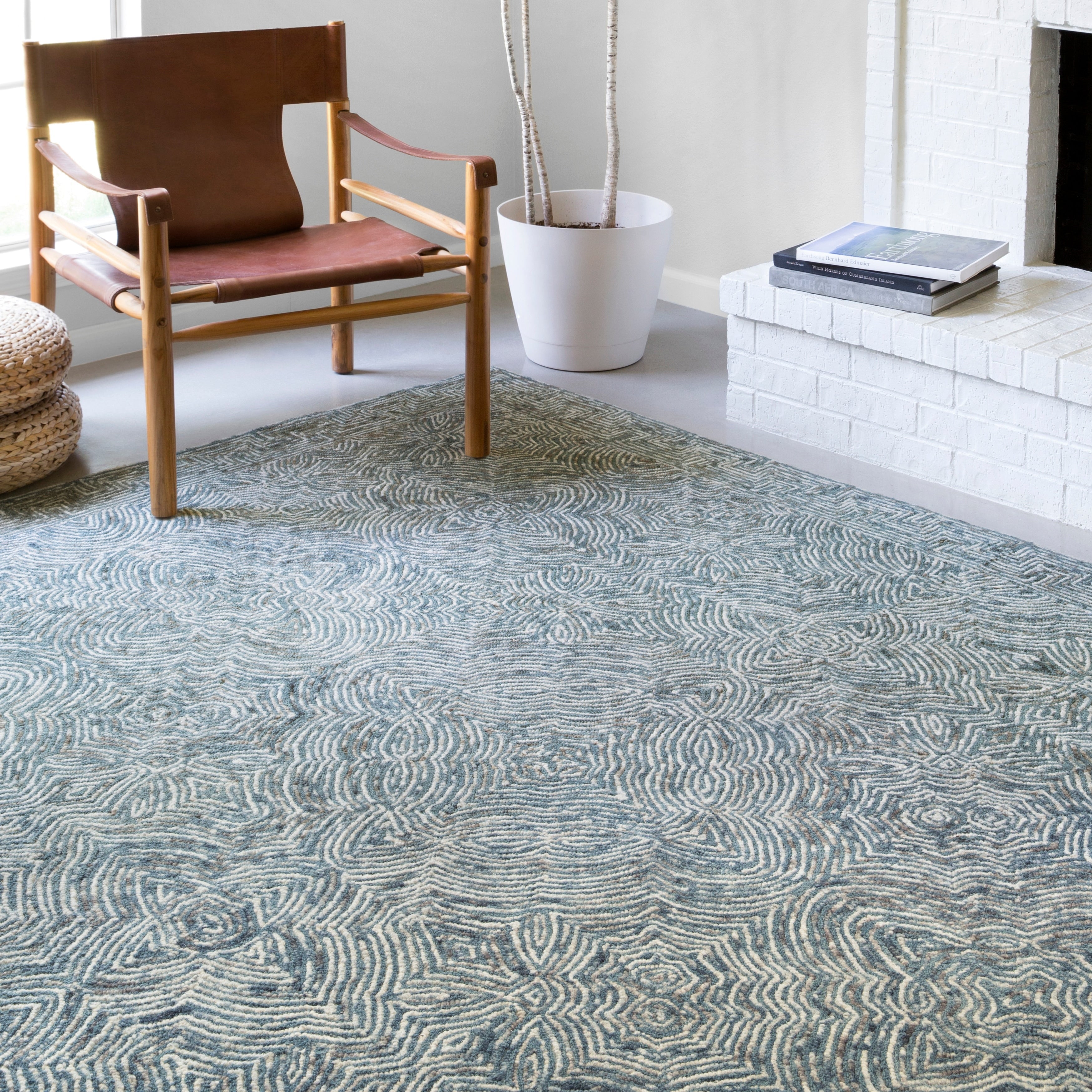 Tapis contemporain Alexander Home Aspen Denim Wool tufté à la main