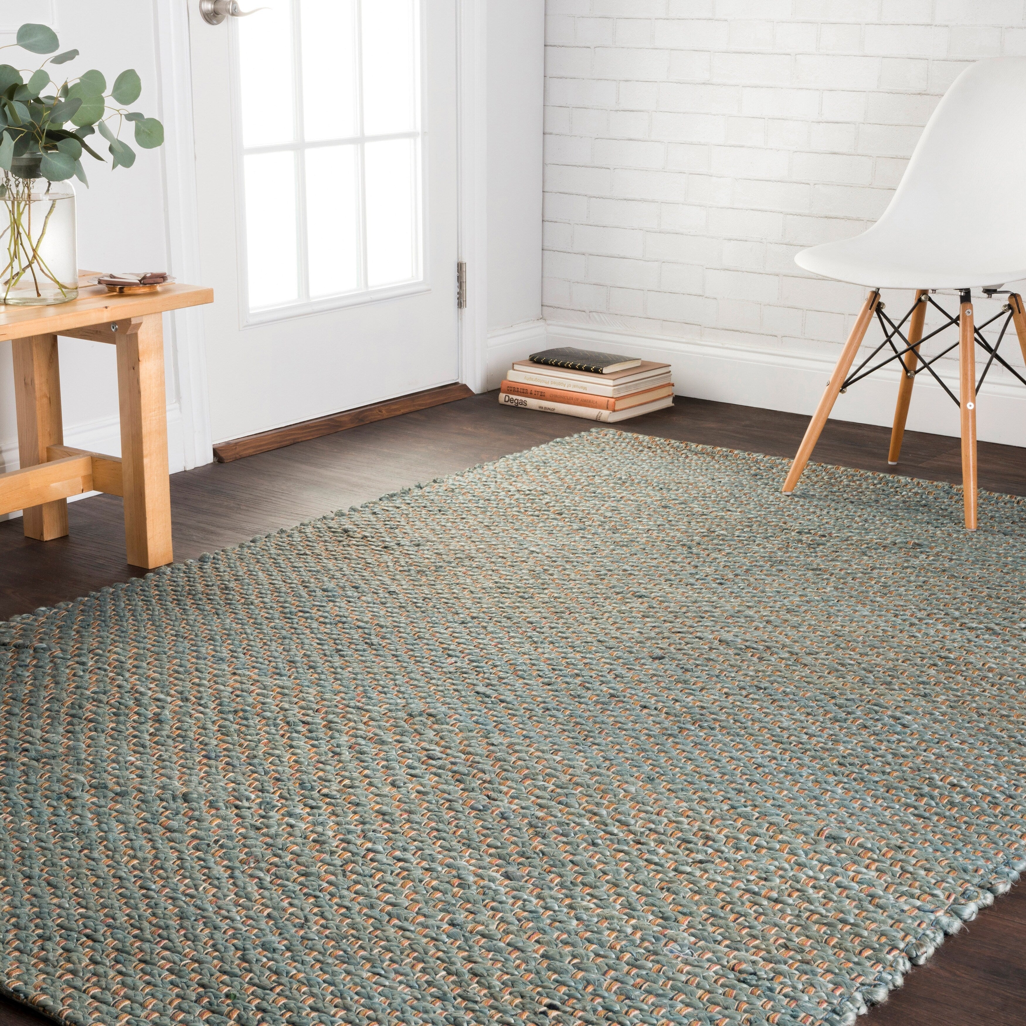 Tapis Alexander Home Farmhouse en jute et cuir tissé à la main