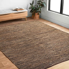 Tapis Alexander Home Farmhouse en jute et cuir tissé à la main