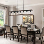 Lustre linéaire rectangulaire Allegray Farmhouse de 52 po à 7 lumières pour îlot de cuisine