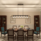 Lustre linéaire rectangulaire Allegray Farmhouse de 52 po à 7 lumières pour îlot de cuisine