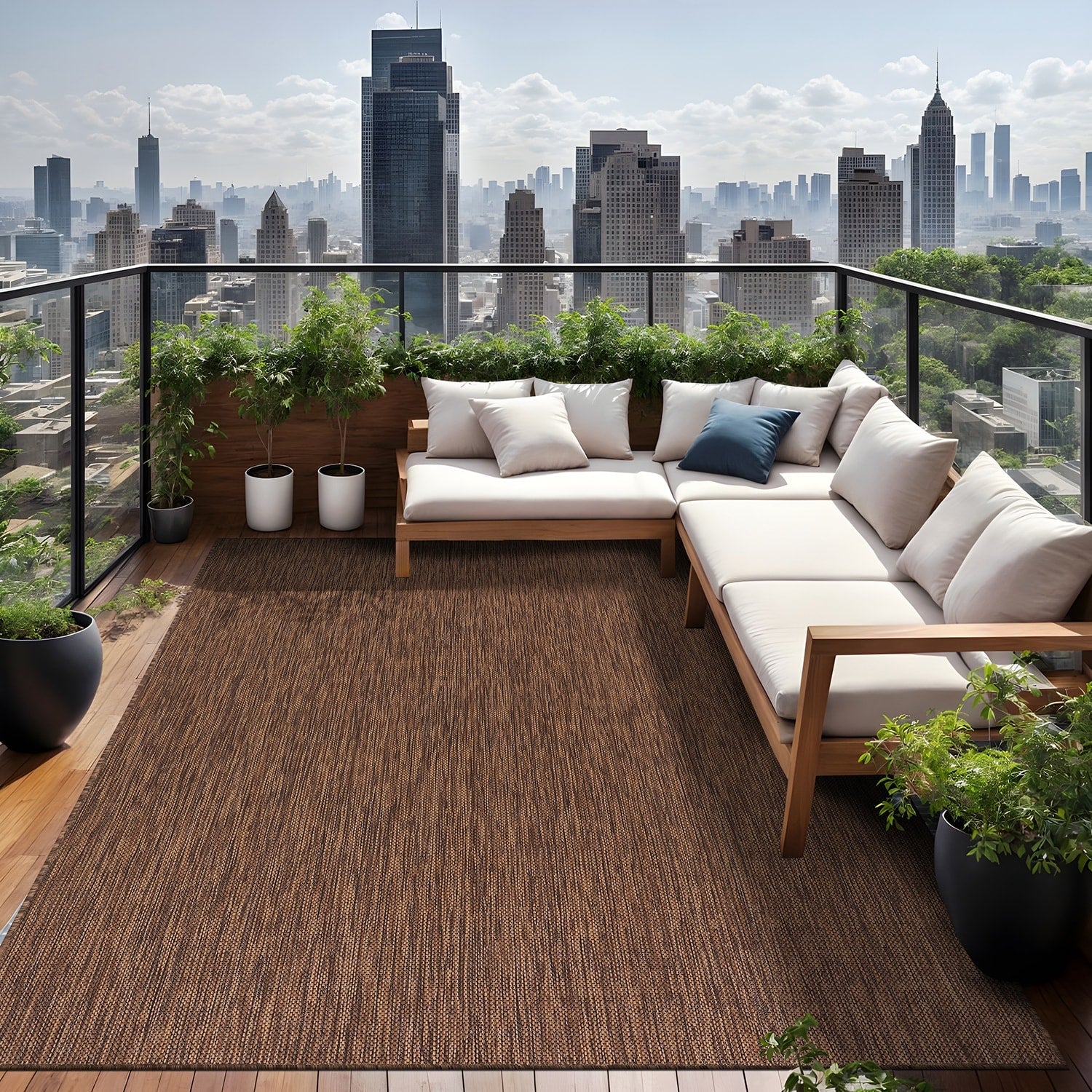 Tapis Aloha lavable uni pour intérieur/extérieur, terrasse, salon