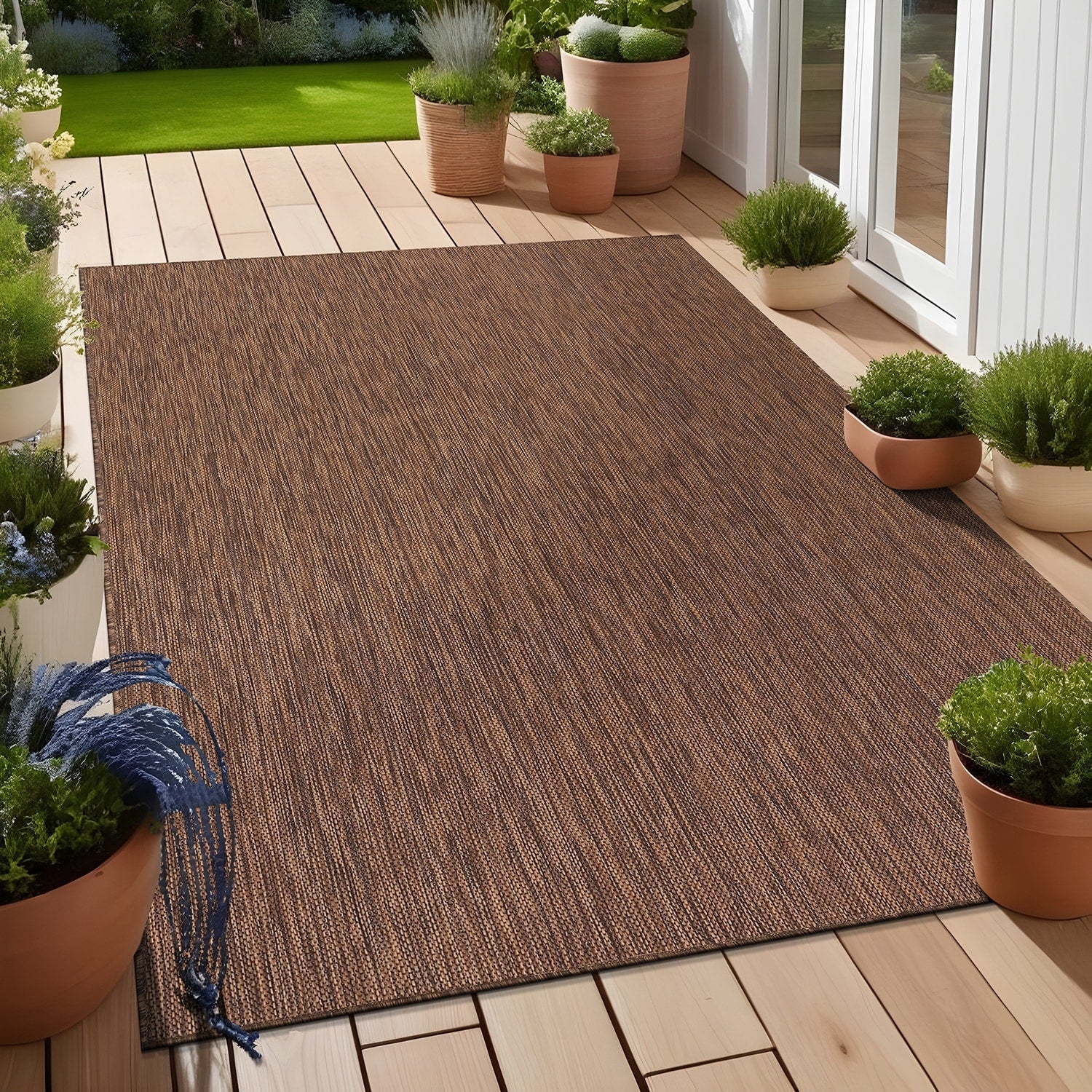Tapis Aloha lavable uni pour intérieur/extérieur, terrasse, salon