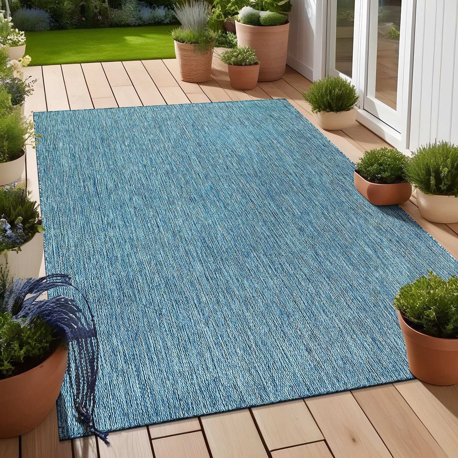 Tapis Aloha lavable uni pour intérieur/extérieur, terrasse, salon