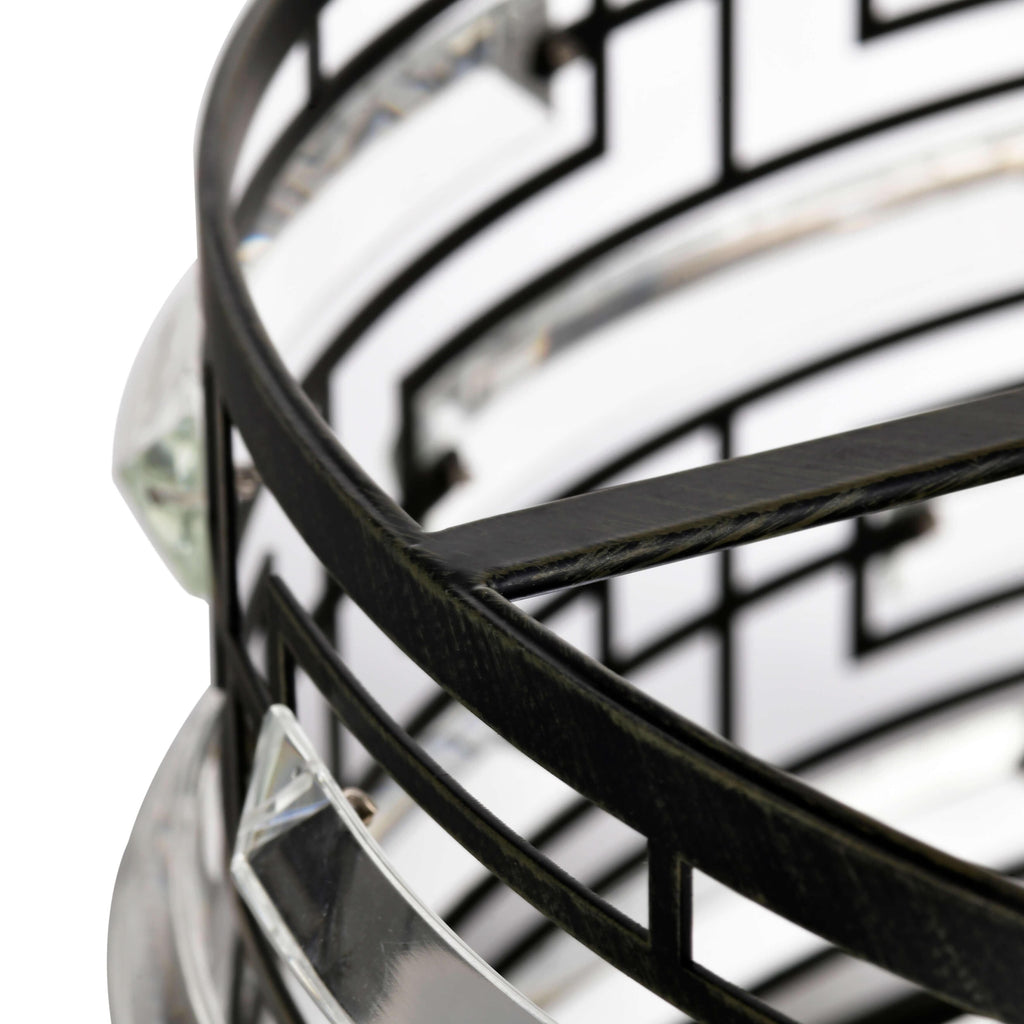 Lustre à abat-jour tambour Anita avec prisme en verre transparent