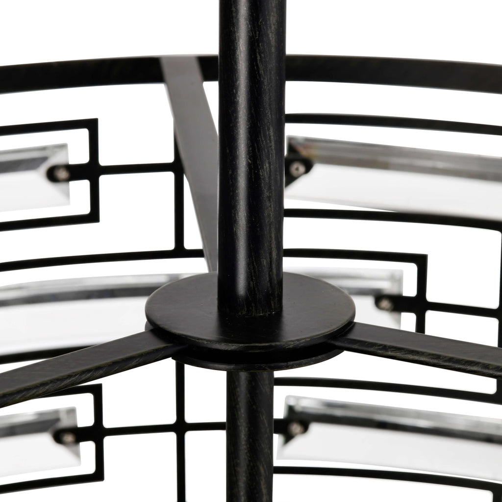 Lustre à abat-jour tambour Anita avec prisme en verre transparent