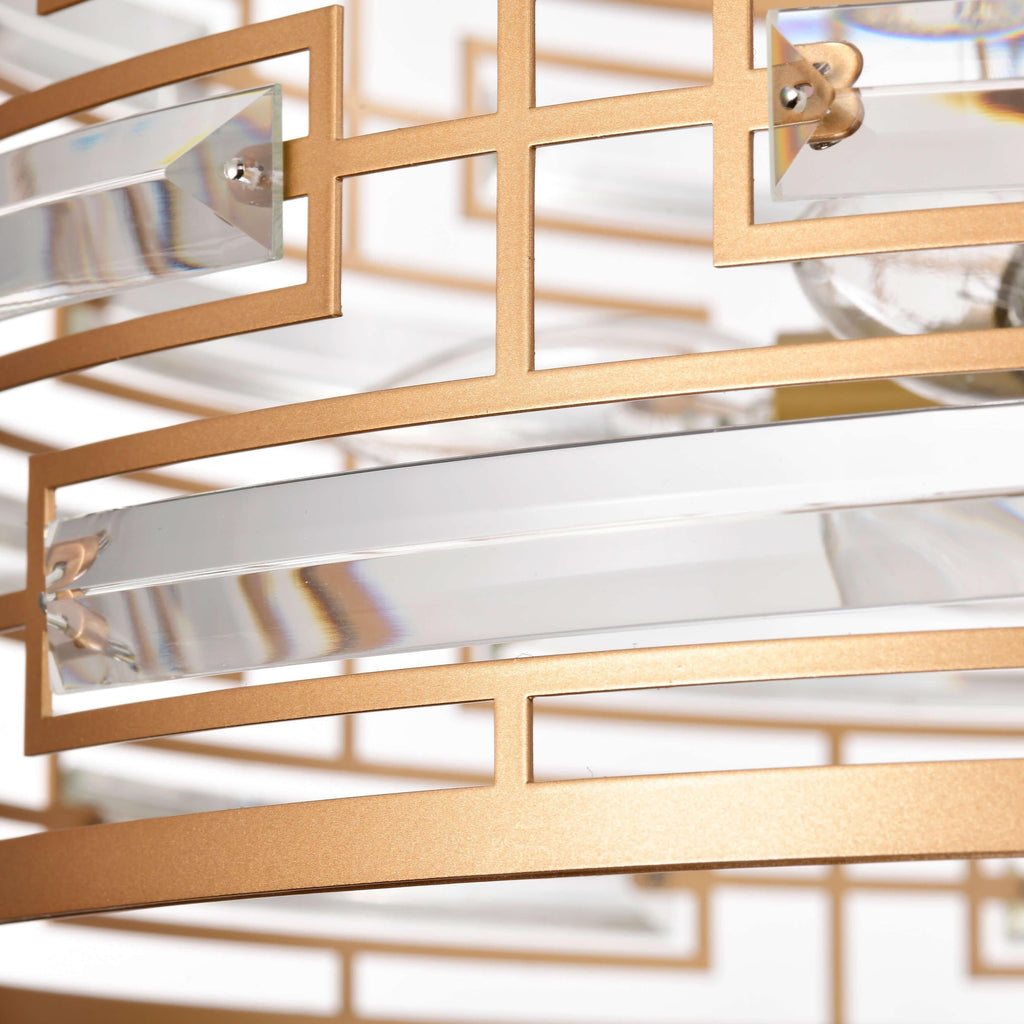 Lustre à abat-jour tambour Anita avec prisme en verre transparent