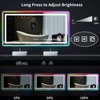 Miroir de salle de bain antibuée rétroéclairé RVB et à éclairage frontal LED