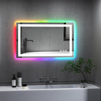 Miroir de salle de bain antibuée rétroéclairé RVB et à éclairage frontal LED
