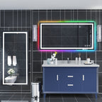 Miroir de salle de bain antibuée rétroéclairé RVB et à éclairage frontal LED
