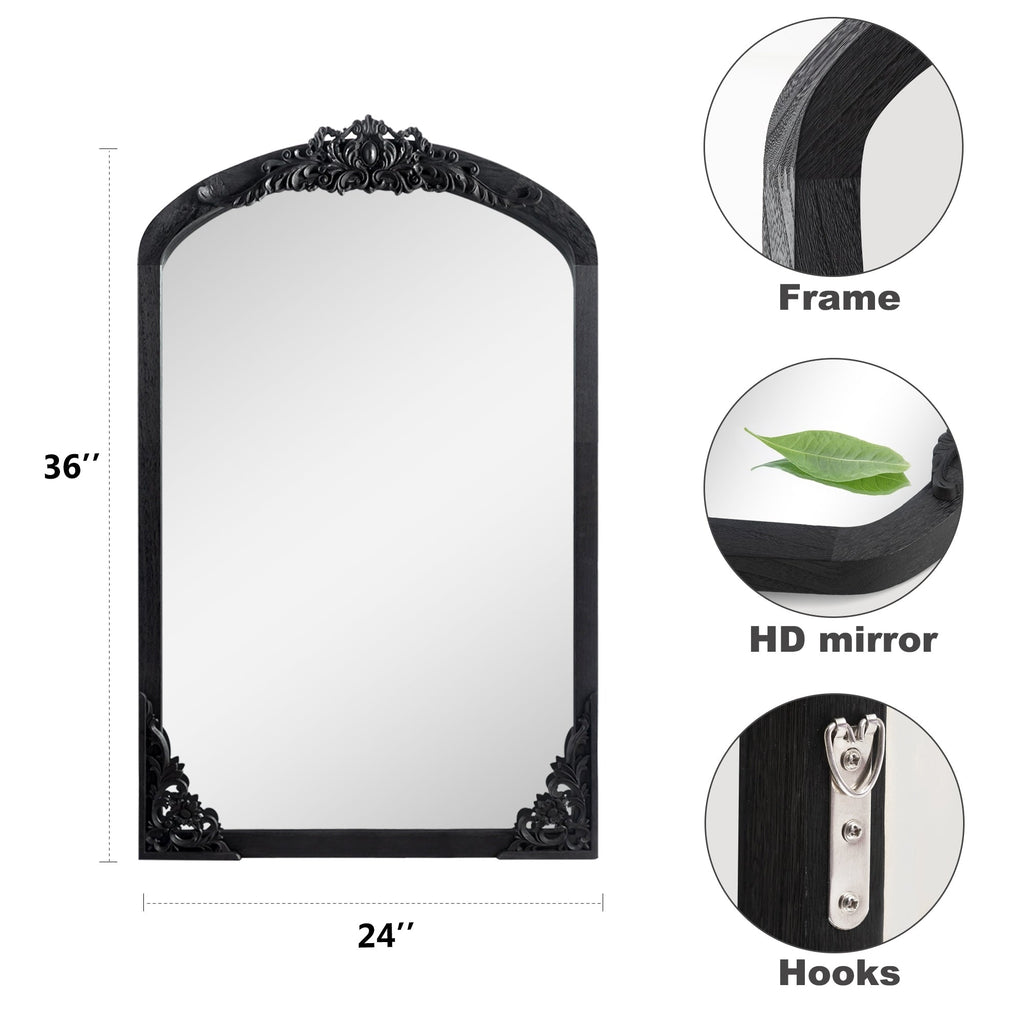 Miroir de sol sculpté en bois massif de forme arquée sur toute la longueur