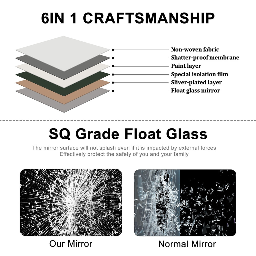 Miroir de sol en bois arqué pleine longueur, miroir mural