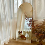 Miroir de sol en bois arqué pleine longueur, miroir mural