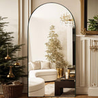 Miroir de sol en bois arqué pleine longueur, miroir mural