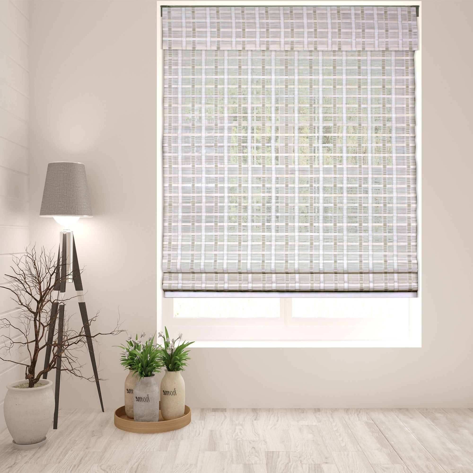 Store romain Arlo Blinds sans cordon en bambou blanchi de 152 cm (60 pouces)