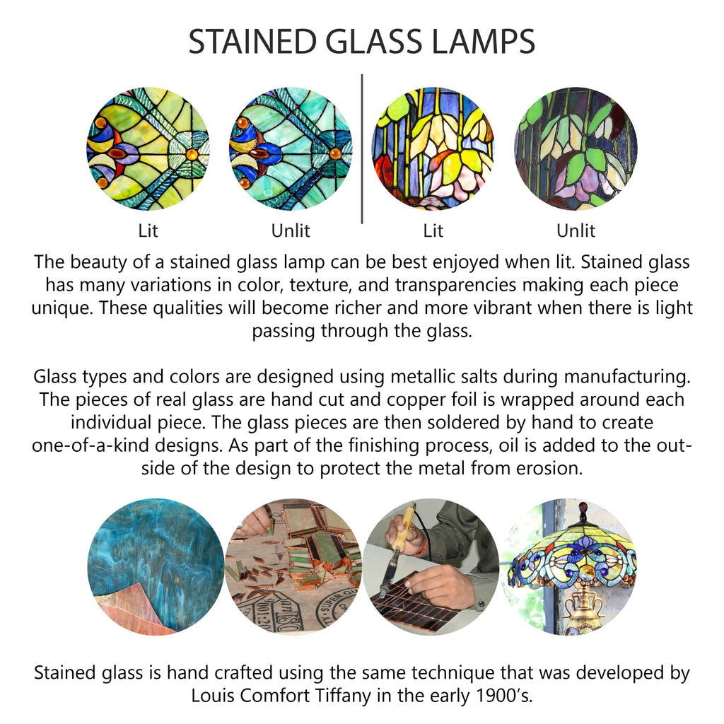 Ventilateur de plafond Astrid River of Goods, 3 lumières, 52 pouces, bronze huilé multicolore et vitrail - 52 x 52 x 14,75/19,75