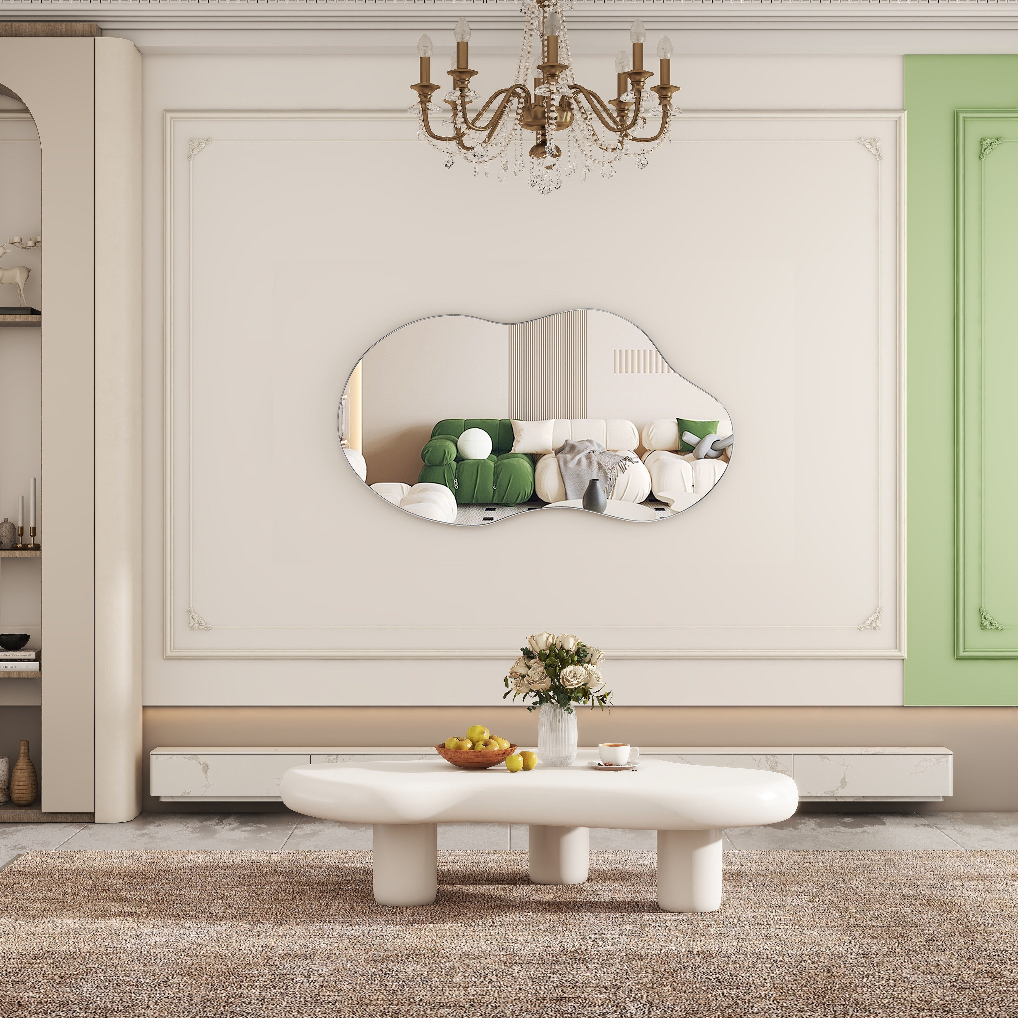 Miroir mural asymétrique ondulé de style antique