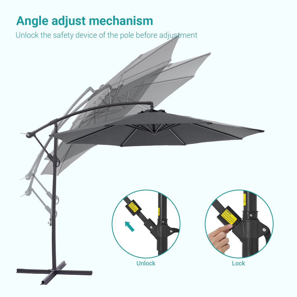 Parasol de patio décalé BONOSUKI de 10 pieds, parasol suspendu d'extérieur