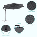 Parasol de patio décalé BONOSUKI de 10 pieds, parasol suspendu d'extérieur